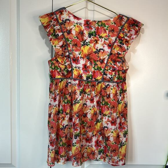 Anthropologie fei Wildflower Walk Flouncy Sleeveless Top Size 8 - Picture 5 of 6